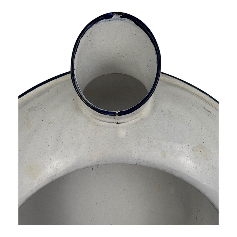 Vintage‎ Enamelware "Odorless" Bedpan with Lid - White & Black Trim - Picture 9 of 13